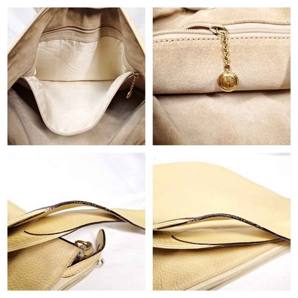 GUCCI Leather Hobo Bag Yellow Beige - Picture 9 of 10